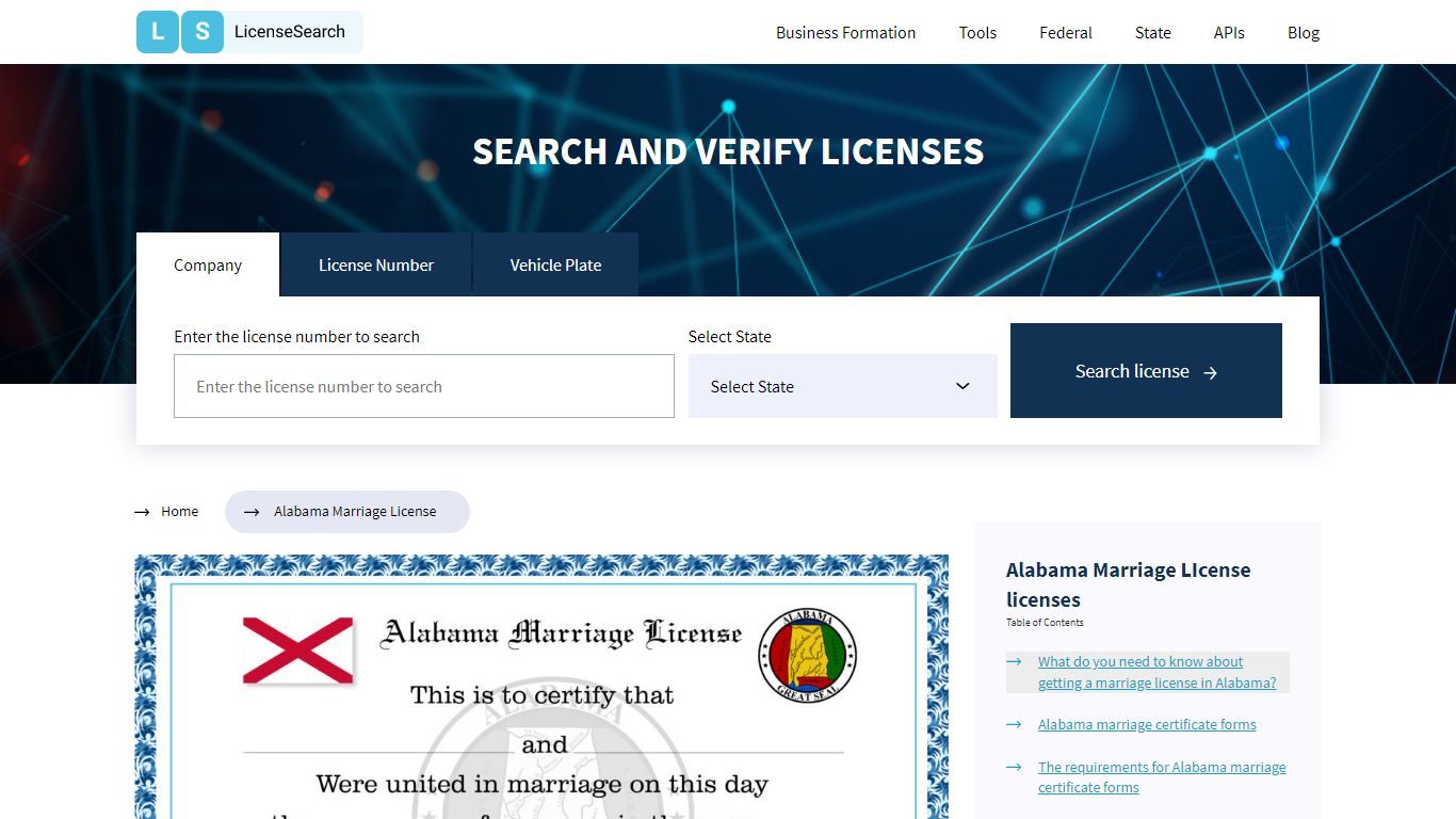 Alabama Marriage License | License Search